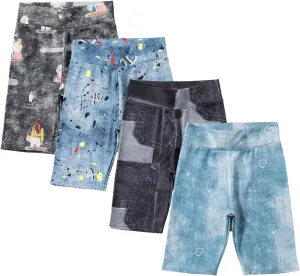 4 Pack Girls Denim Jean Shorts Kids High Waist Stretch Summer Jeans Girls Denim Midi Shorts