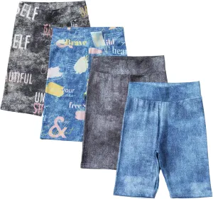 4 Pack Girls Denim Jean Shorts Kids High Waist Stretch Summer Jeans Girls Denim Midi Shorts