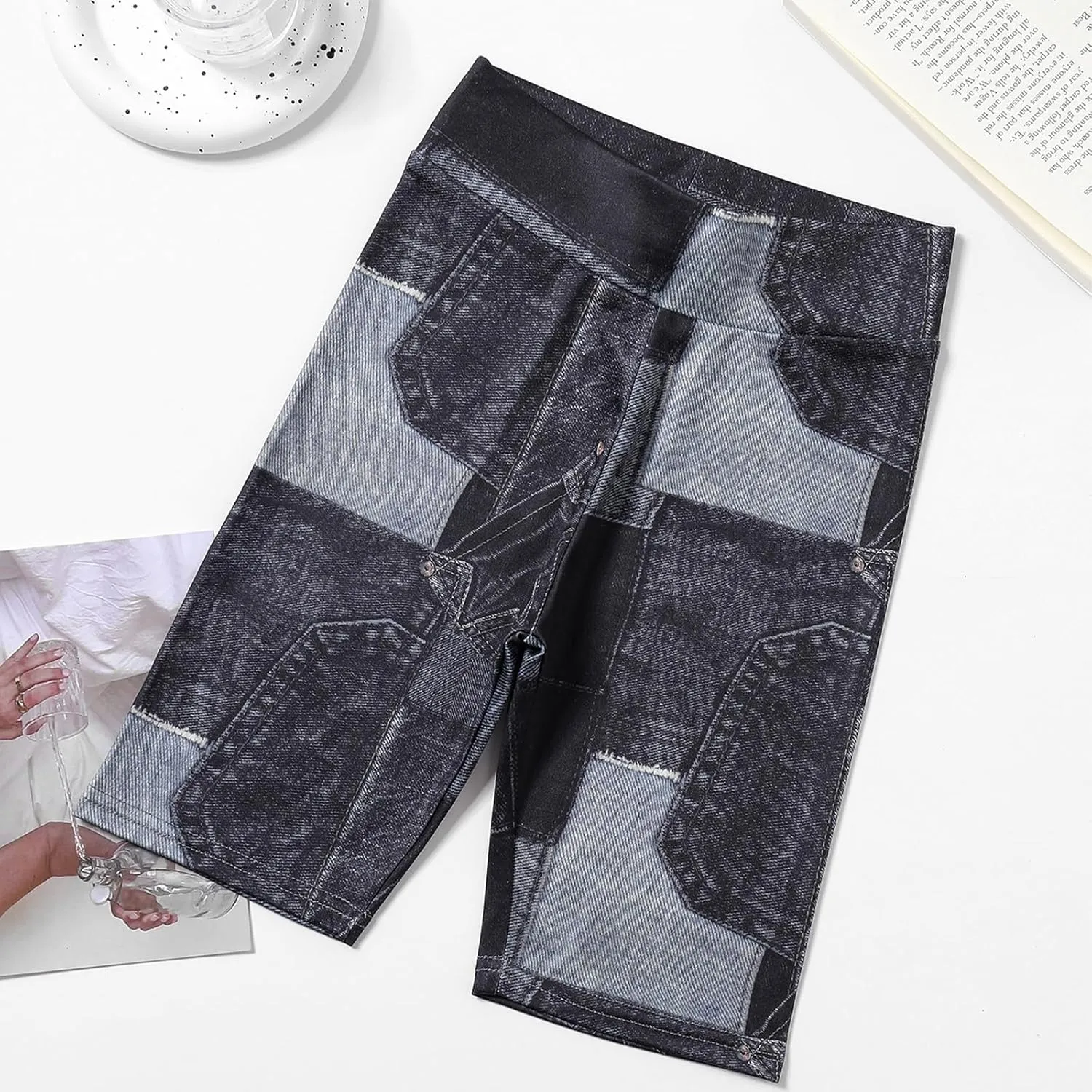 4 Pack Girls Denim Jean Shorts Kids High Waist Stretch Summer Jeans Girls Denim Midi Shorts