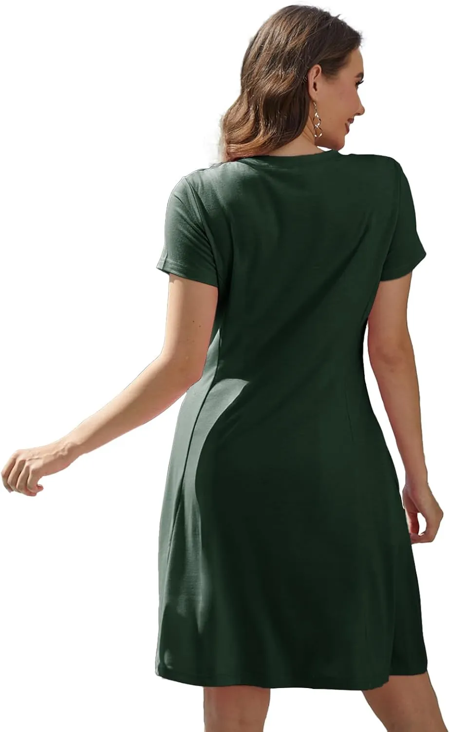 Alaster Queen Womens 2025 Casual Summer Dresses Flowing V Neck Mini Dress Short Sleeve T Shirts for Women with Pocket