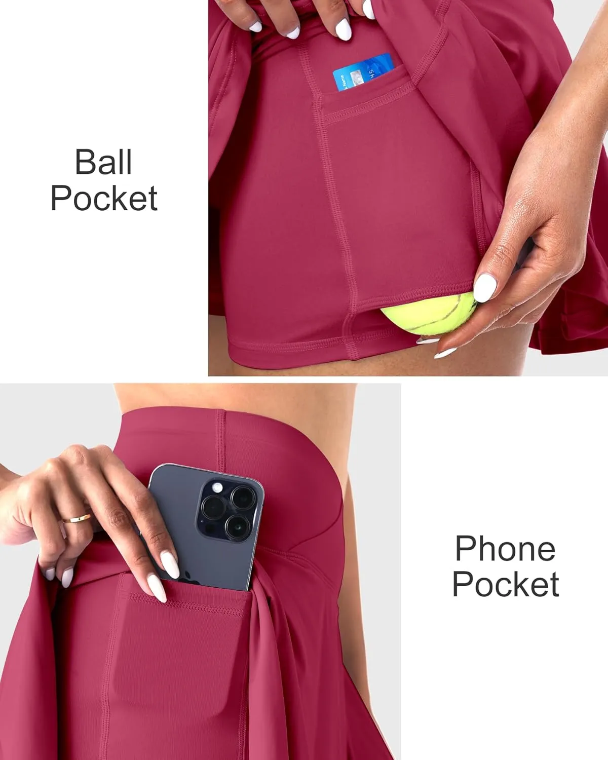 CHRLEISURE Women Tennis Golf Skirt with Pockets - High Waisted Crossover Golf Pleated Athletic Workout Dress Running Skort