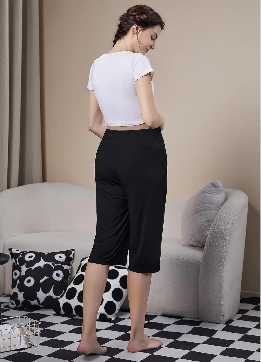 COLOMI Maternity Shorts for Women Maternity Capris Yoga Pregnancy Pants Soft Joggers Lounge Trousers Women Pajama Bottoms