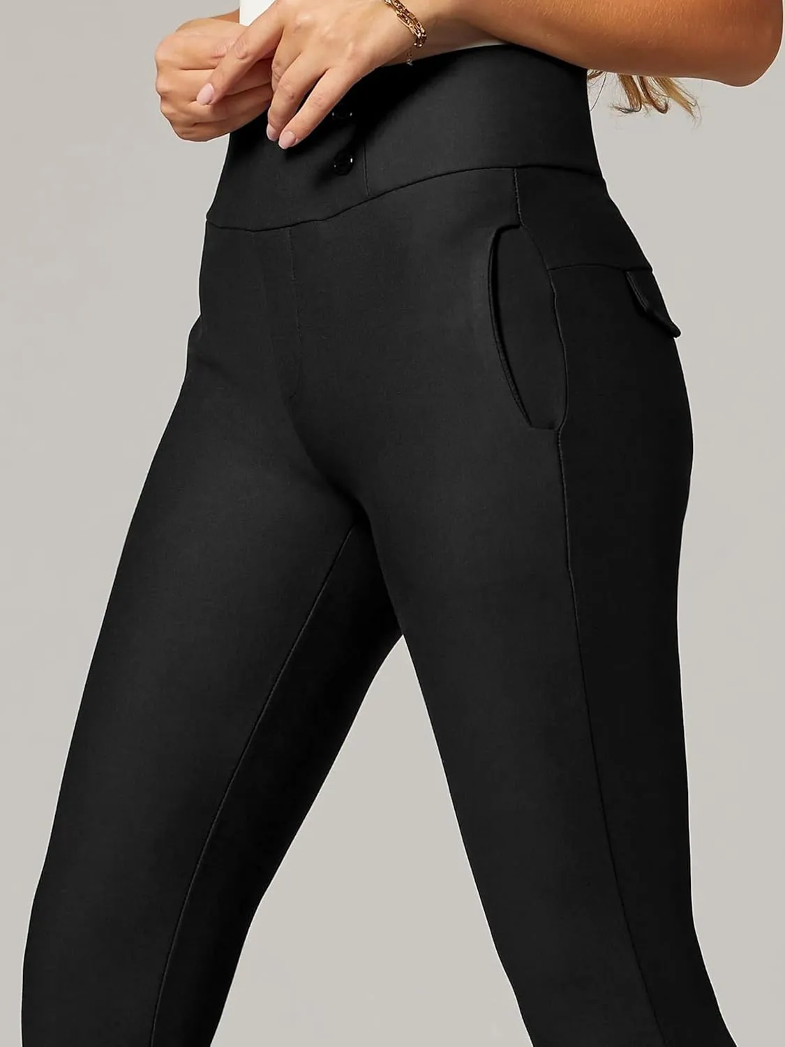 Conceited Stretch Slacks for Women - Wear to Work - Tummy Control - Slim Leg - Pockets - Ponte - (Available in Plus Size)