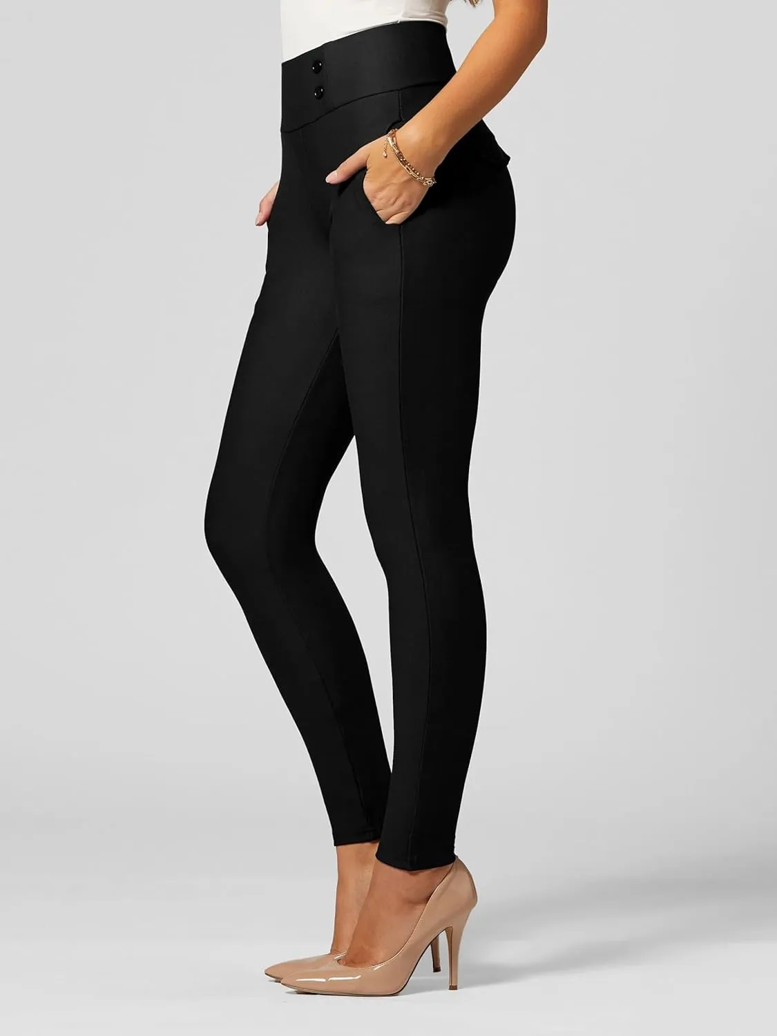 Conceited Stretch Slacks for Women - Wear to Work - Tummy Control - Slim Leg - Pockets - Ponte - (Available in Plus Size)