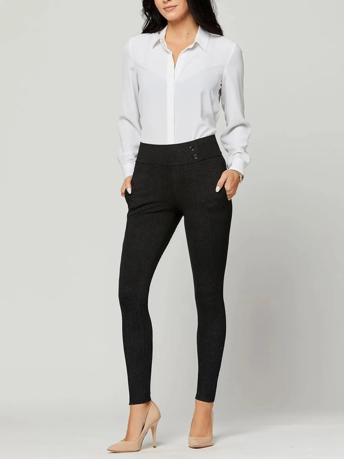 Conceited Stretch Slacks for Women - Wear to Work - Tummy Control - Slim Leg - Pockets - Ponte - (Available in Plus Size)