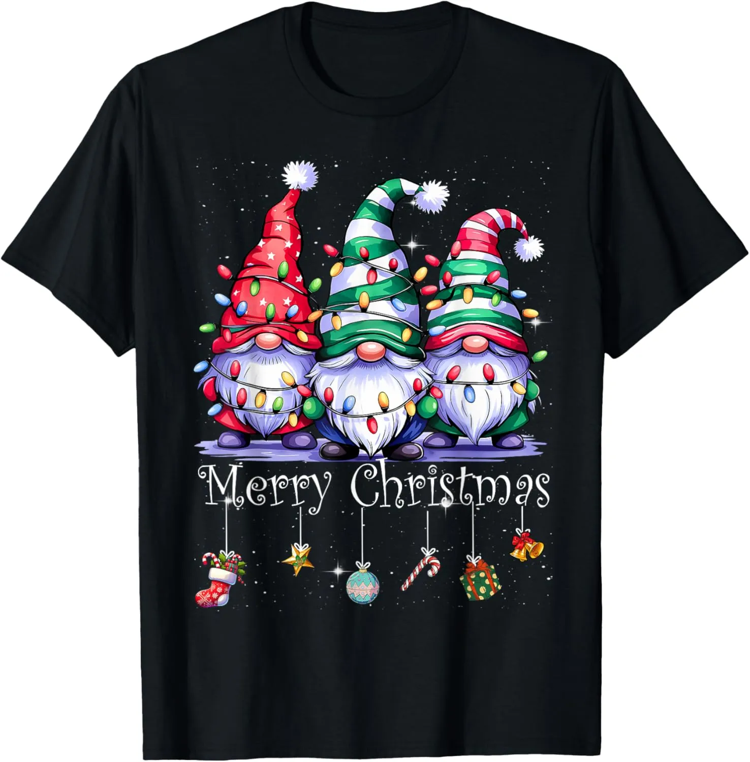 Cute Gnomes Merry Christmas Light Family Gnome Xmas Matching T-Shirt