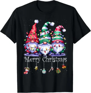 Cute Gnomes Merry Christmas Light Family Gnome Xmas Matching T-Shirt