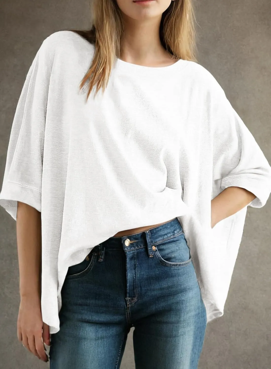Dokotoo Summer Shirts 2025 Womens Solid T Shirts for Women Loose Oversized Tops Basic Tee
