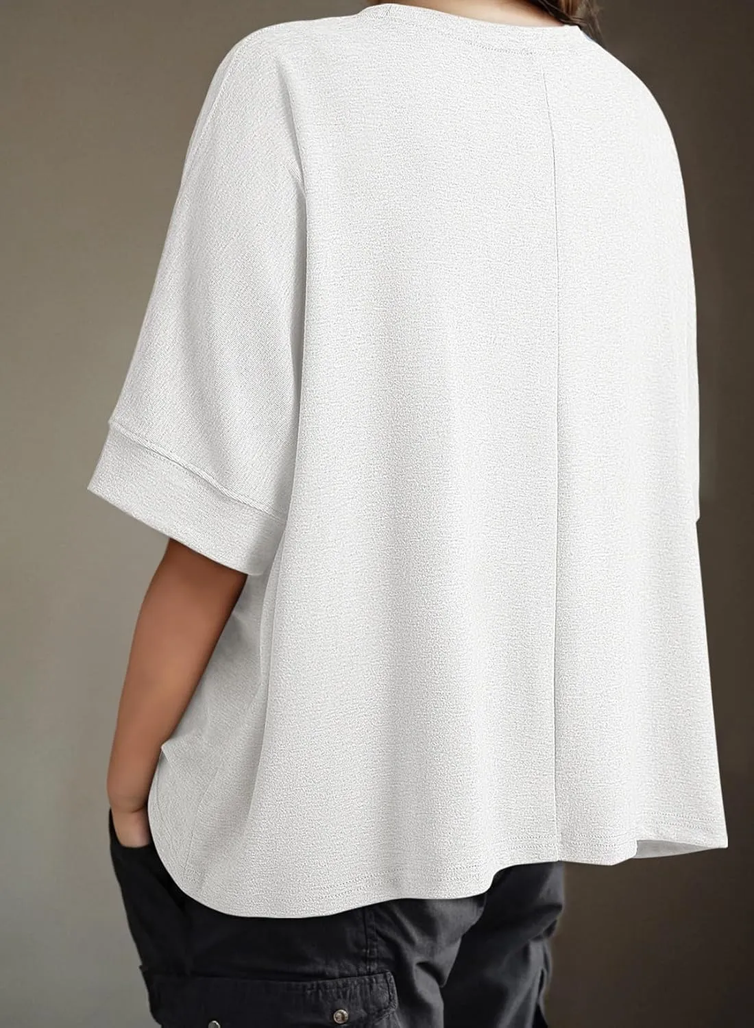 Dokotoo Summer Shirts 2025 Womens Solid T Shirts for Women Loose Oversized Tops Basic Tee