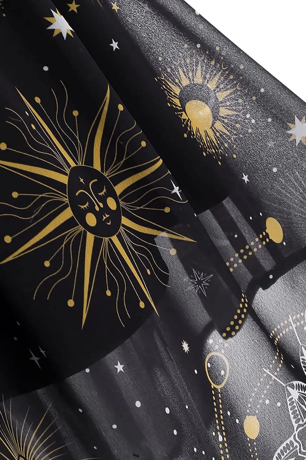 FEAPHY Women's Vintage Chiffon Sun Moon Star Sleeveless A-Line High Low Dress