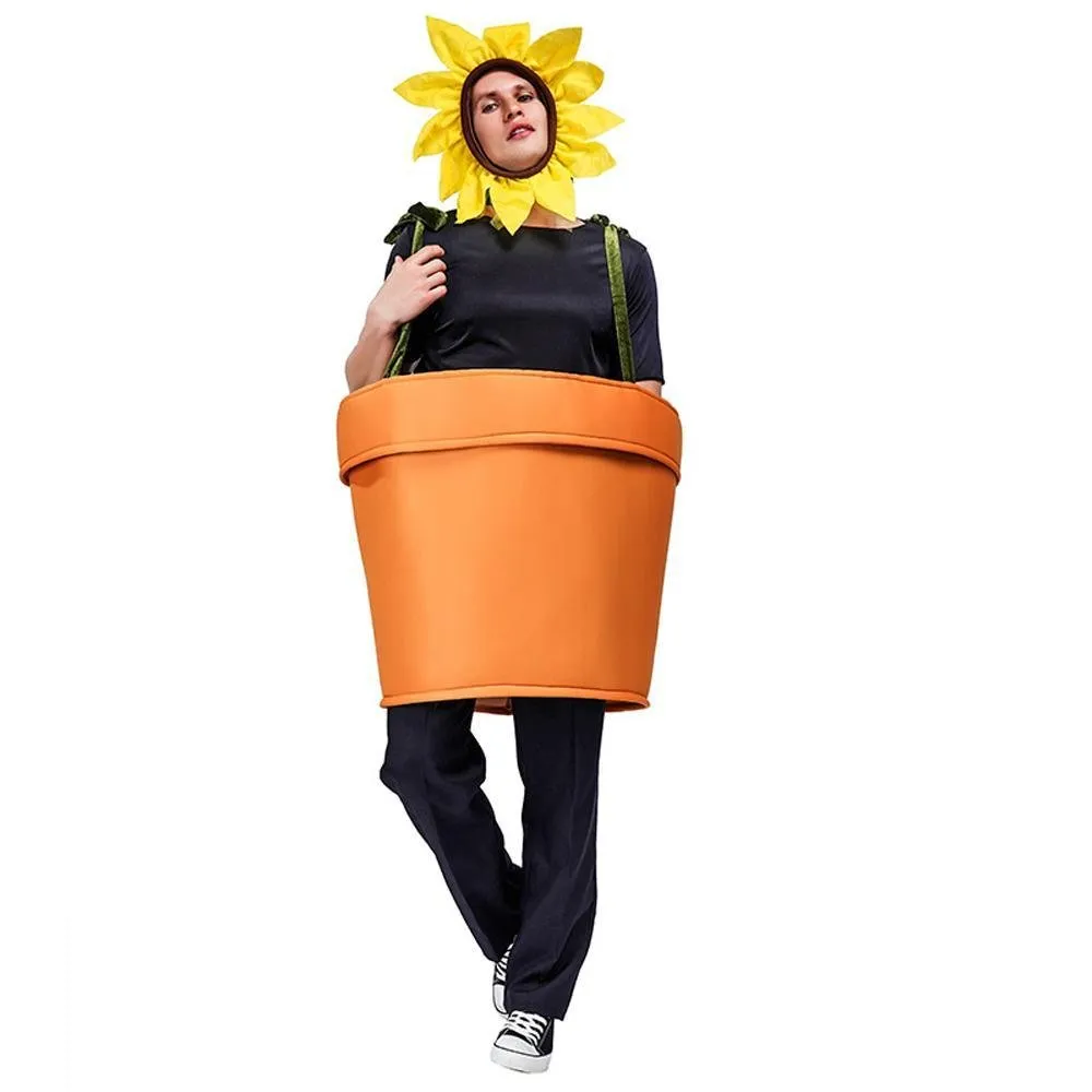 funny sun flower potted plant Festival Performance Stage Cosplay Costume for Adult