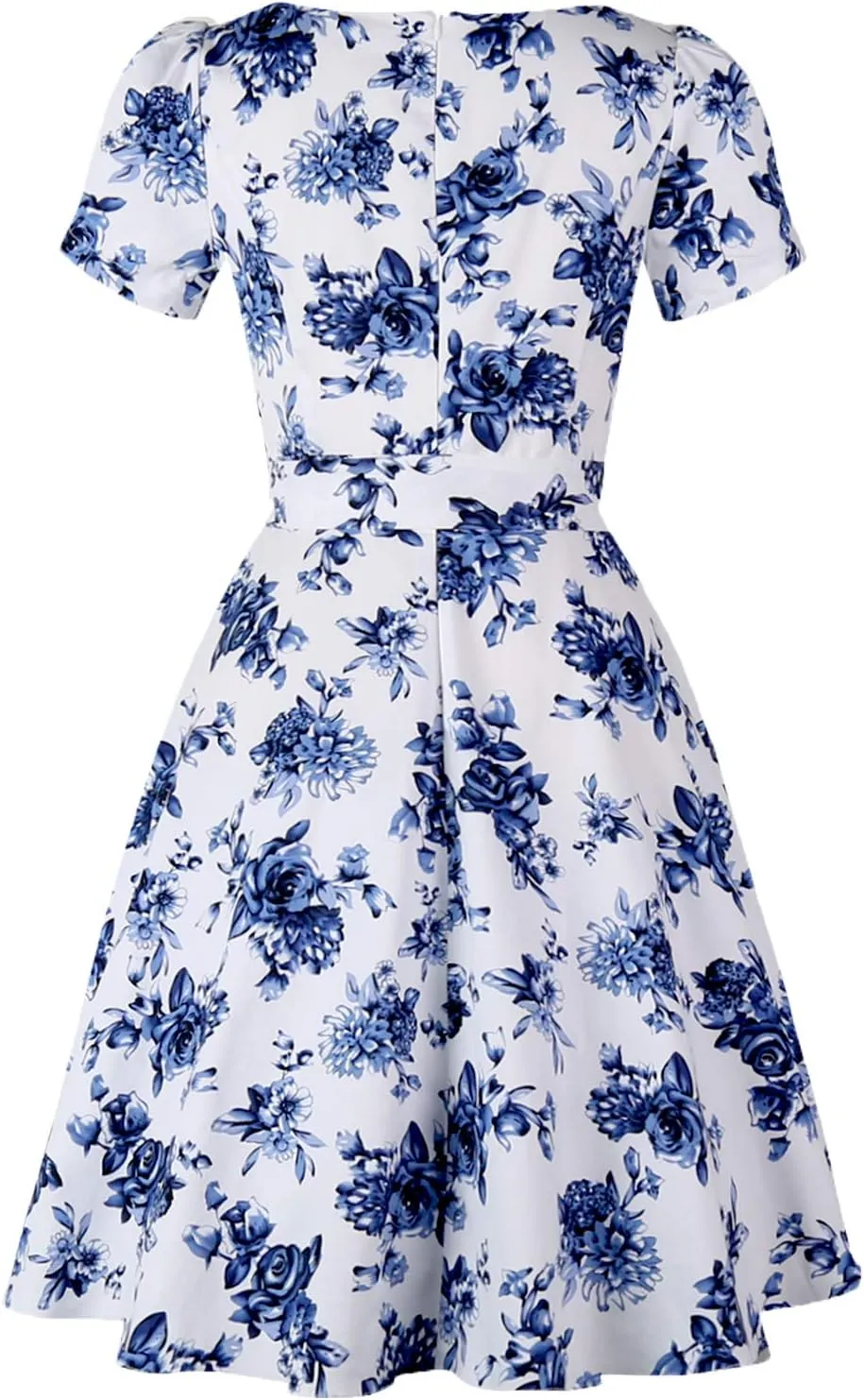 GOOBGS Women's 1950s Vintage Puff Sleeves Cocktail Rockabilly Swing Retro Dress with Pockets New