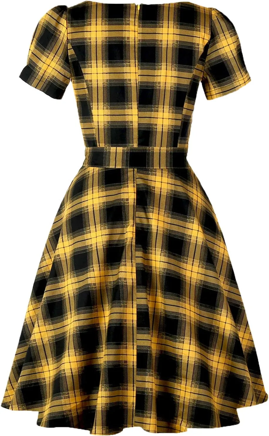 GOOBGS Women's 1950s Vintage Puff Sleeves Cocktail Rockabilly Swing Retro Dress with Pockets New