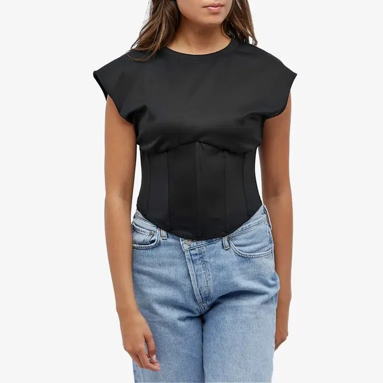 Good American corset T-shirt, black