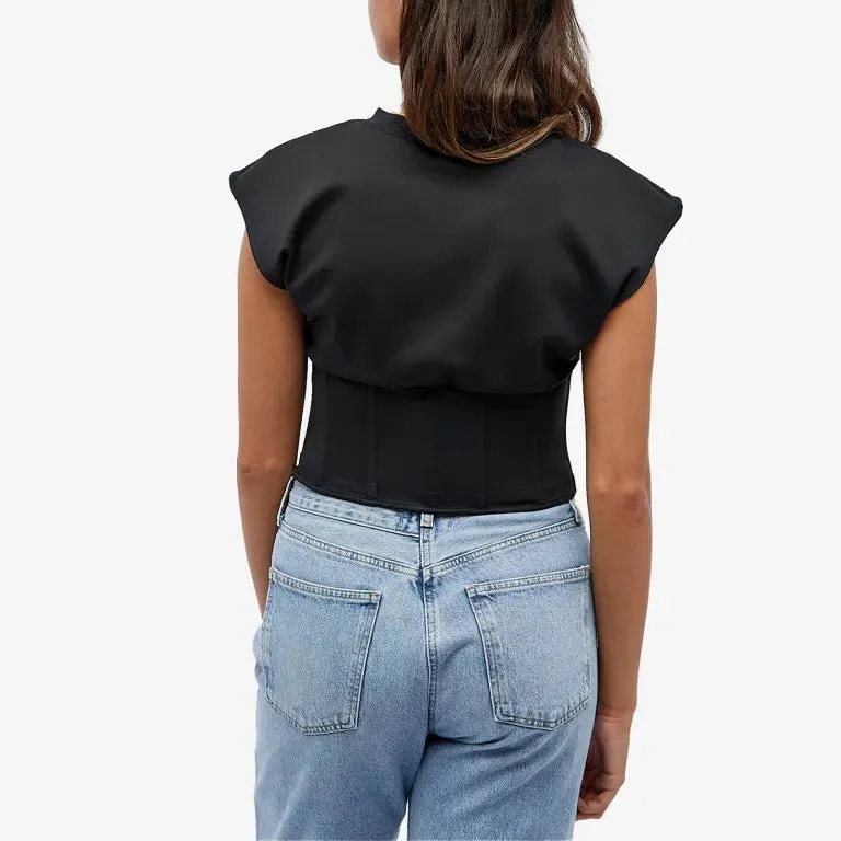 Good American corset T-shirt, black