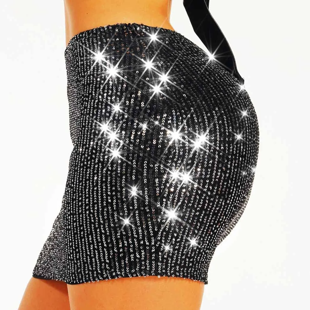 GRAEEN Women's Sequin Skirts Sparkle Bodycon Mini Skirt Stretchy High Waist Pencil Skirt Night Out Party Clubwear Skirt
