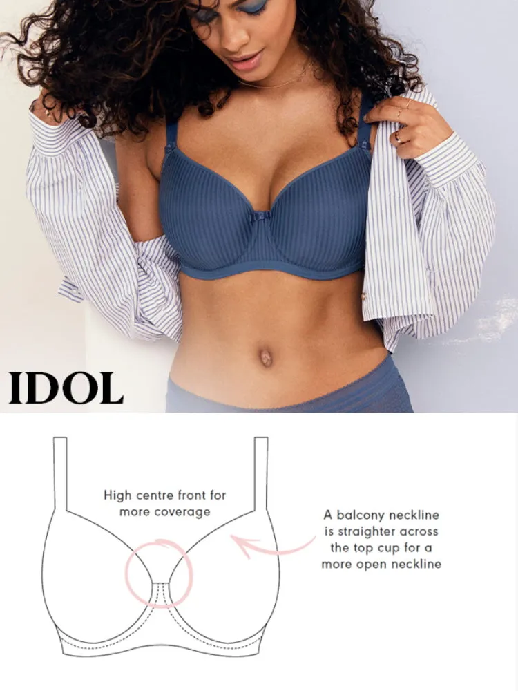 Idol Moulded Balcony Bra - Vintage Denim