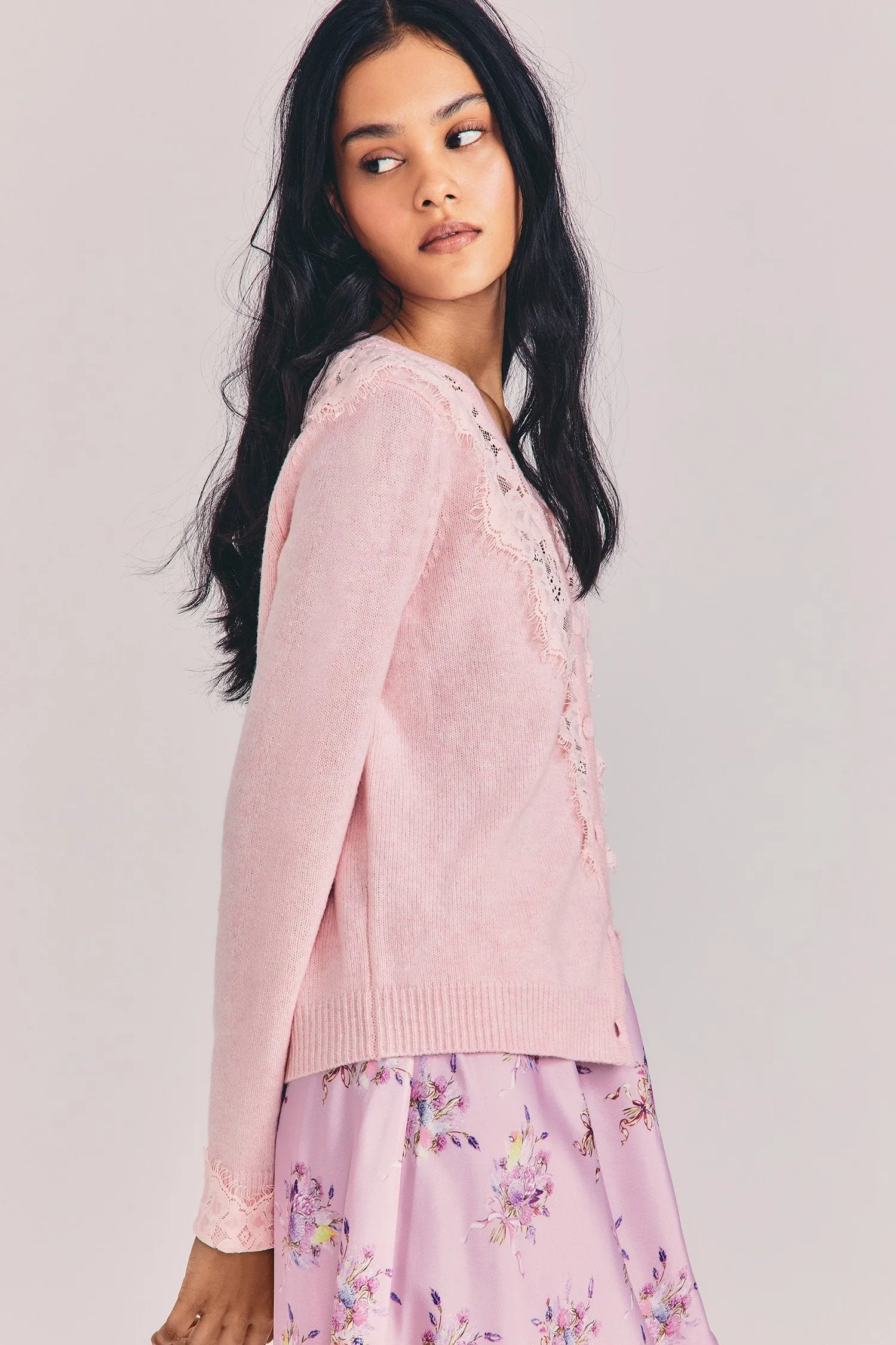 Love Shack Fancy - Brandie Cardigan in Blush Tutu