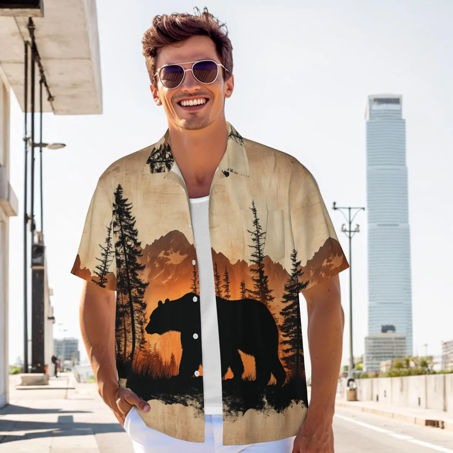 Mens Short Sleeve Button Up Shirts, Casual Party Shirts Stylish Beach Shirt Gifts for Men