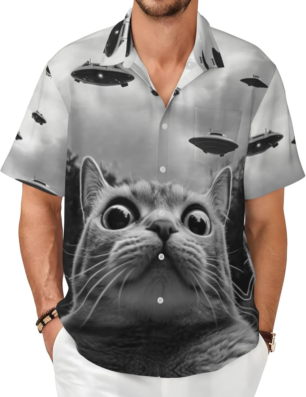 Mens Short Sleeve Button Up Shirts, Casual Party Shirts Stylish Beach Shirt Gifts for Men