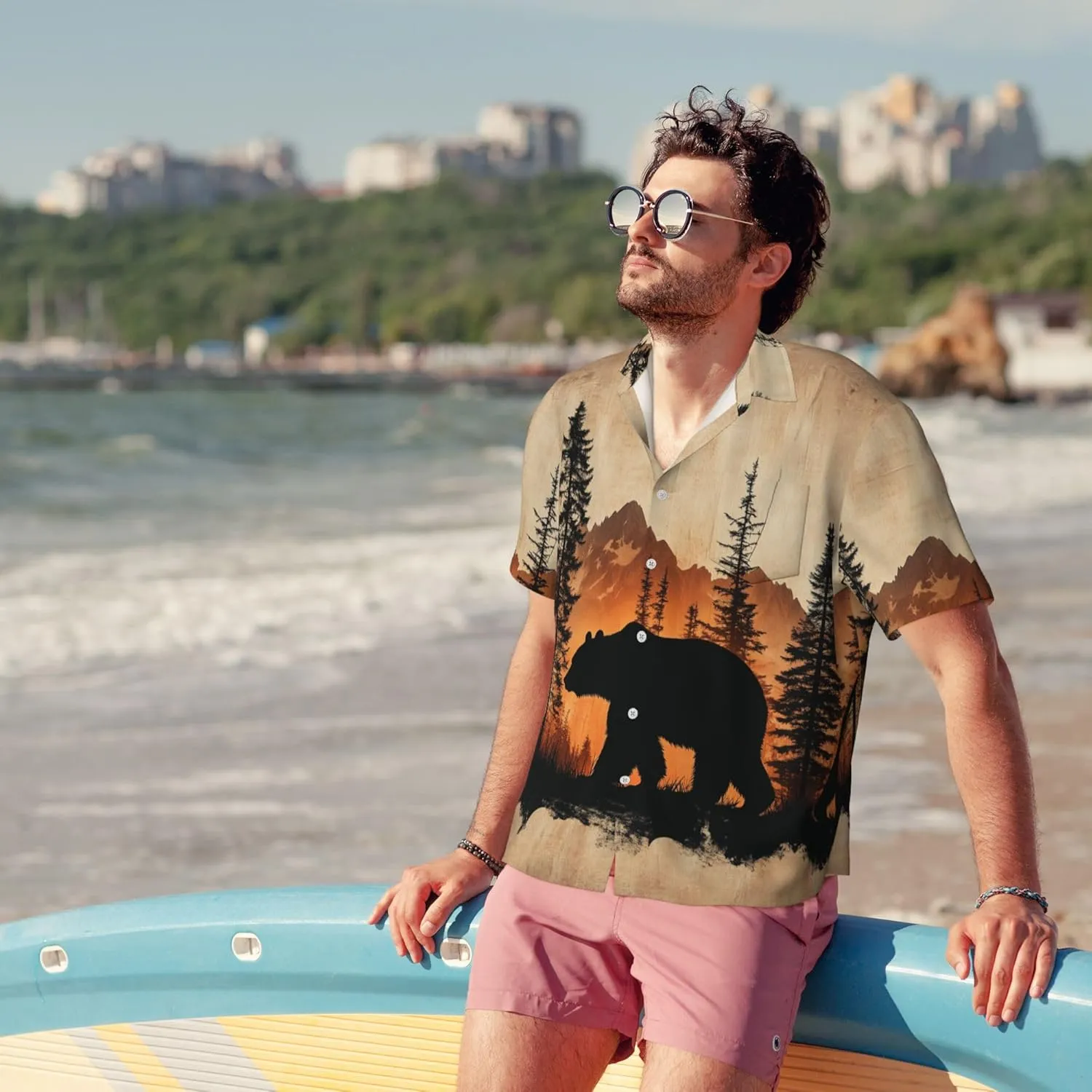 Mens Short Sleeve Button Up Shirts, Casual Party Shirts Stylish Beach Shirt Gifts for Men