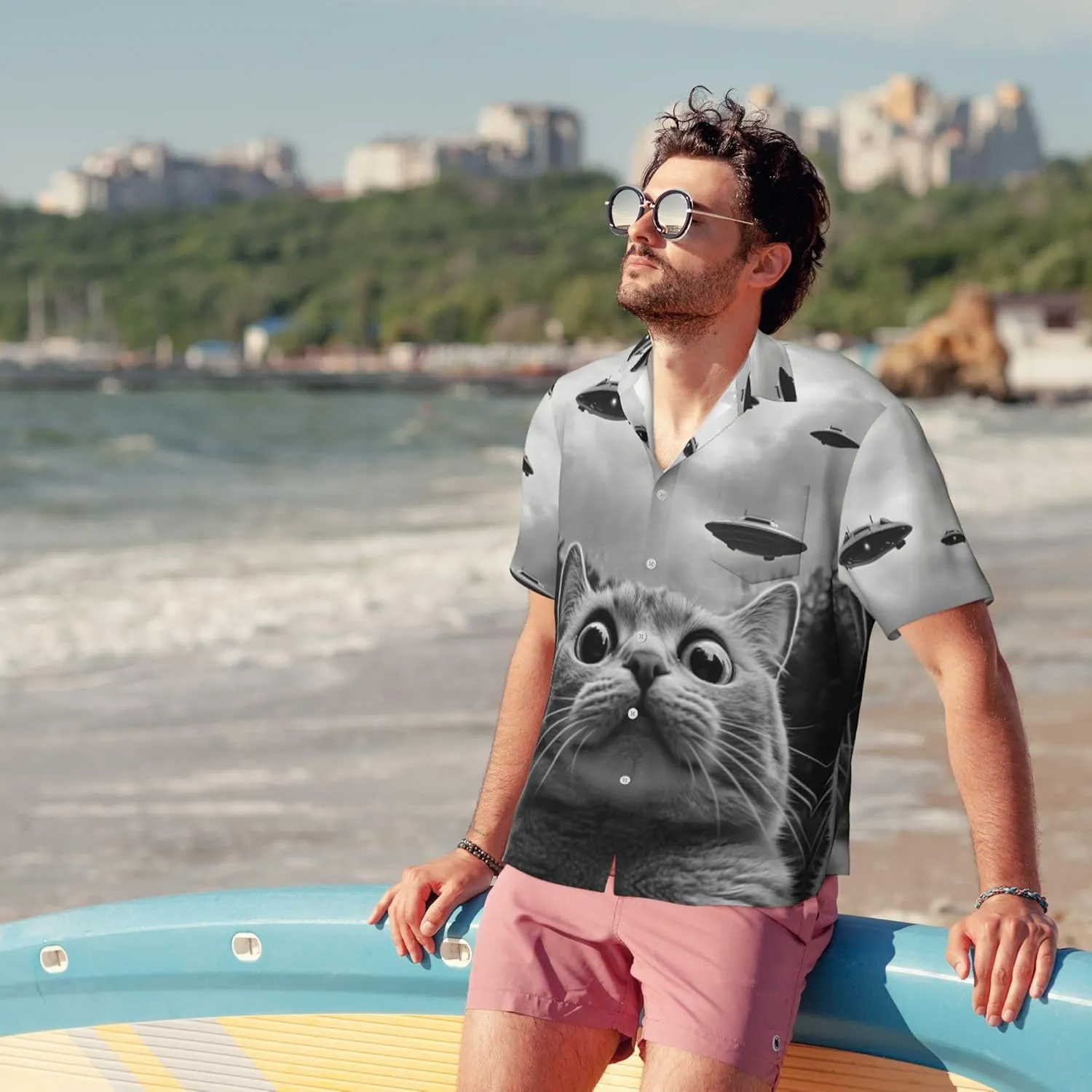 Mens Short Sleeve Button Up Shirts, Casual Party Shirts Stylish Beach Shirt Gifts for Men
