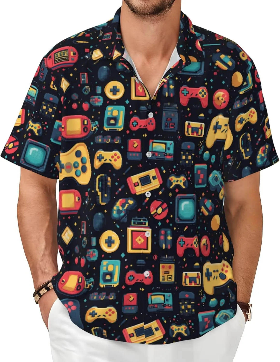 Mens Short Sleeve Button Up Shirts, Casual Party Shirts Stylish Beach Shirt Gifts for Men