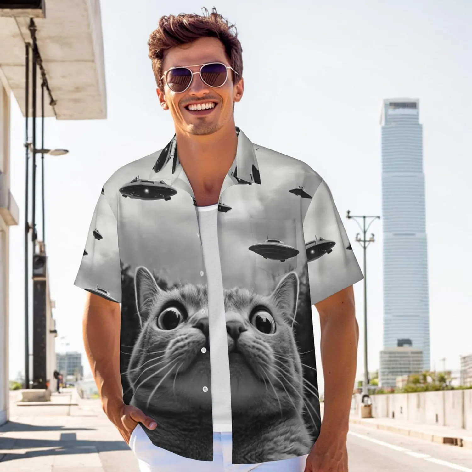 Mens Short Sleeve Button Up Shirts, Casual Party Shirts Stylish Beach Shirt Gifts for Men