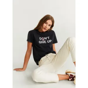 MNG Black Printed Tshirt