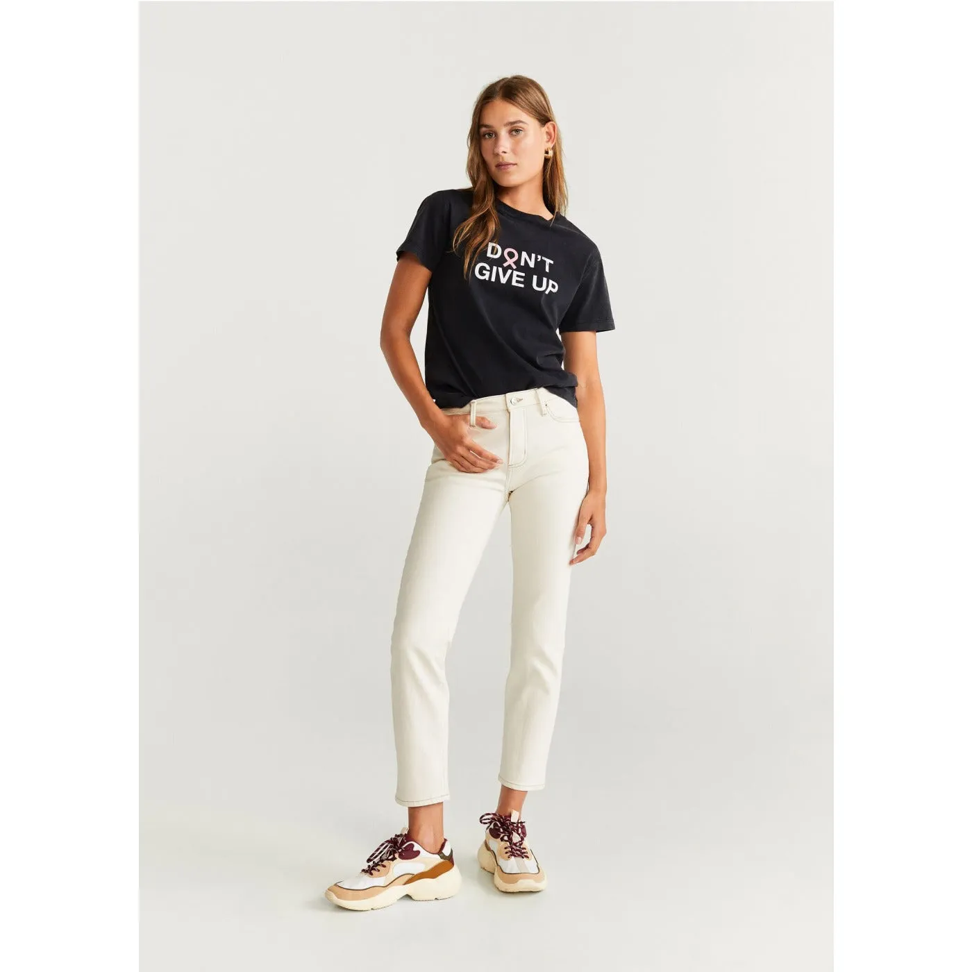 MNG Black Printed Tshirt