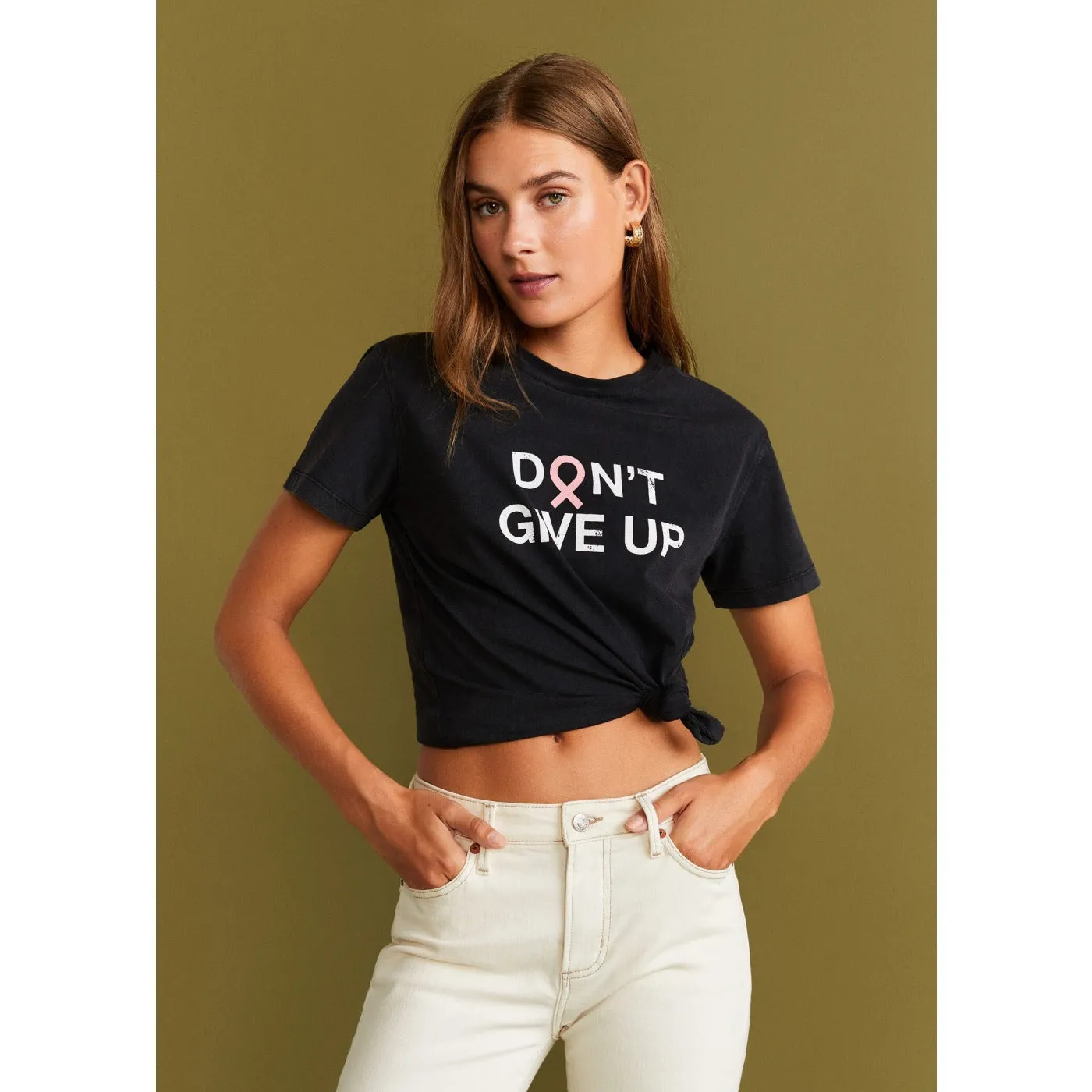 MNG Black Printed Tshirt
