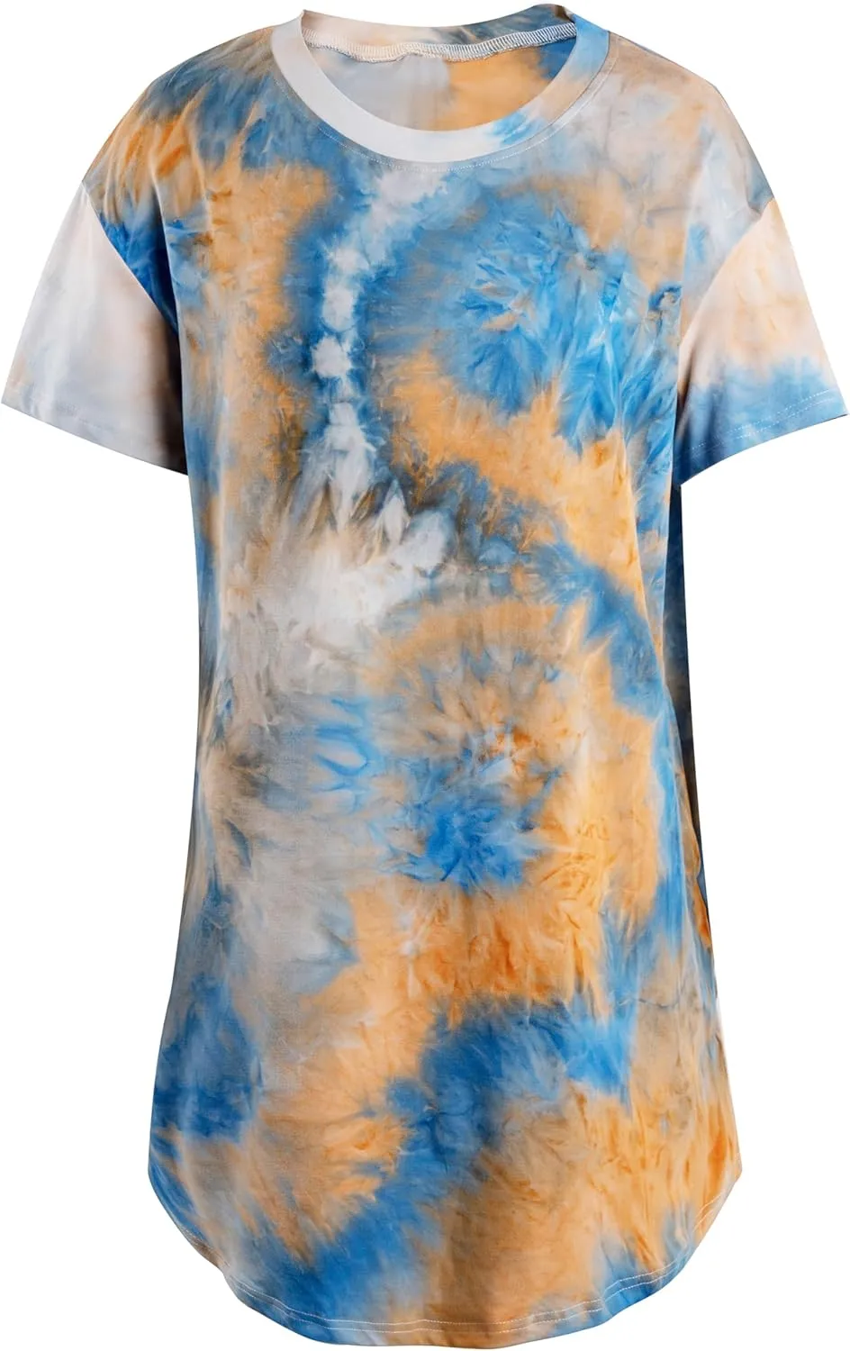 MOUSYA Women Tie Dye Dress Short Sleeve T Shirt Dress Summer Casual Loose Mini Dress with Pockets