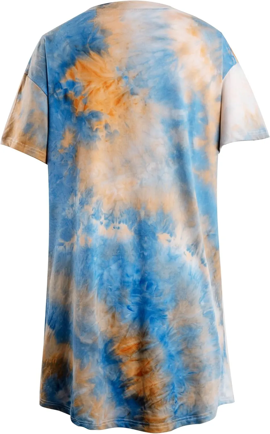 MOUSYA Women Tie Dye Dress Short Sleeve T Shirt Dress Summer Casual Loose Mini Dress with Pockets