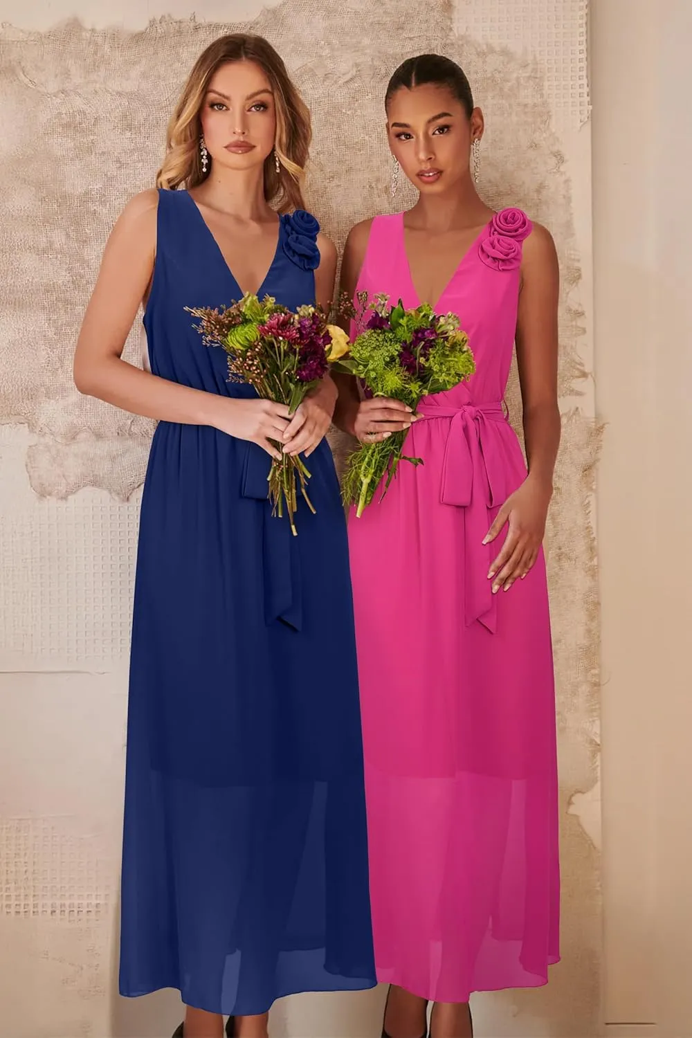 Newshows Womens 2025 Summer Wedding Guest Bridesmaid V Neck Sleeveless Long Formal Evening Party Maxi Dress