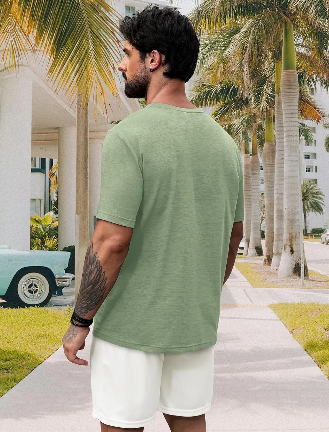 NIASHOT Mens T Shirts Short Sleeve Classic V Neck T-Shirt Casual Summer Basic Tee Shirt