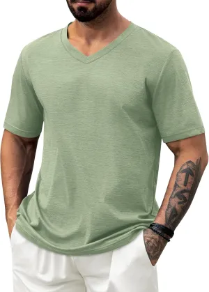 NIASHOT Mens T Shirts Short Sleeve Classic V Neck T-Shirt Casual Summer Basic Tee Shirt