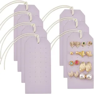 OLYCRAFT 7Pcs Portable Leather Earring Holders Light Purple Leather Earring Displays 4.3x2 Inch Imitation Leather Stud Holder Earring Organizer Hanging Jewelry Organizer for Earrings Studs Jewelry