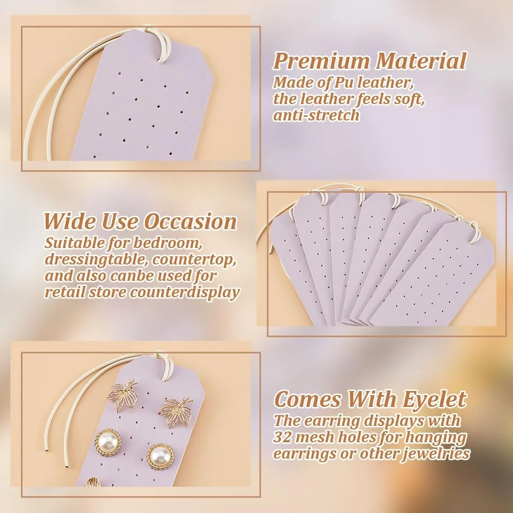 OLYCRAFT 7Pcs Portable Leather Earring Holders Light Purple Leather Earring Displays 4.3x2 Inch Imitation Leather Stud Holder Earring Organizer Hanging Jewelry Organizer for Earrings Studs Jewelry
