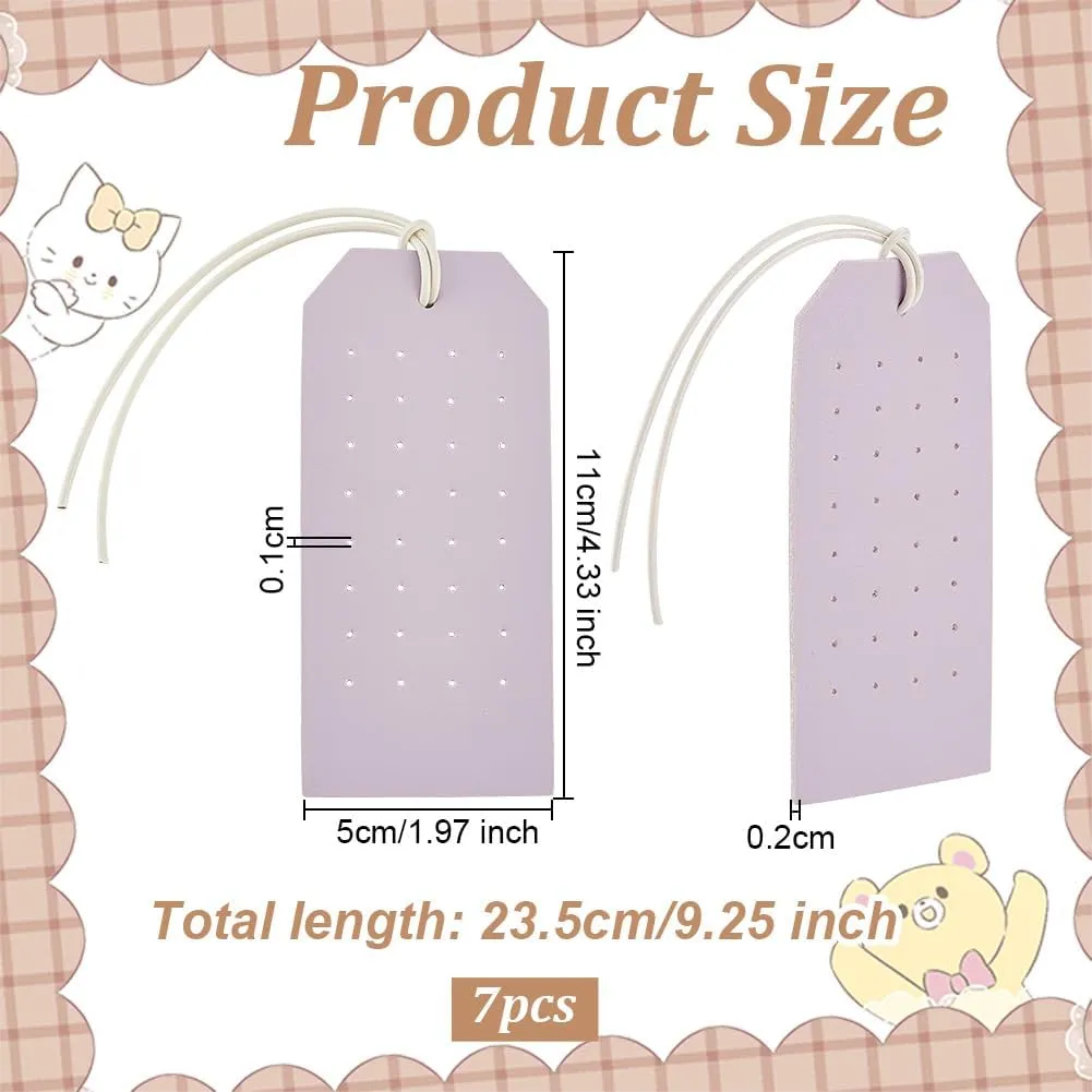 OLYCRAFT 7Pcs Portable Leather Earring Holders Light Purple Leather Earring Displays 4.3x2 Inch Imitation Leather Stud Holder Earring Organizer Hanging Jewelry Organizer for Earrings Studs Jewelry