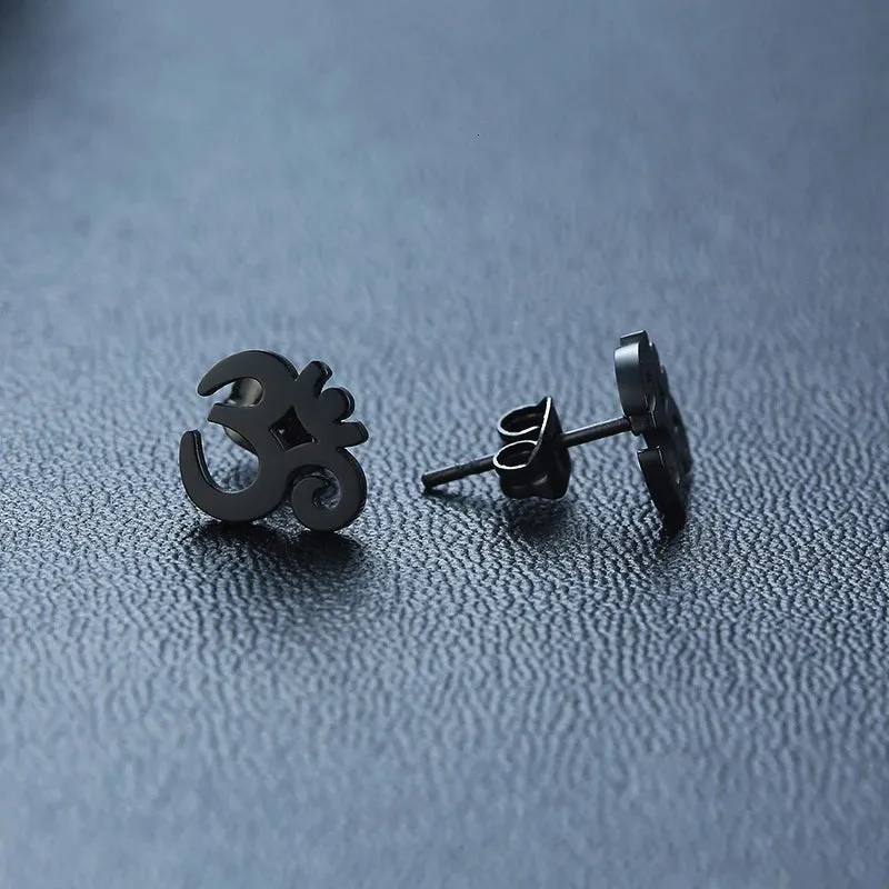OM SYMBOL AUM STUD EARRING STAINLESS STEEL YOGA AND MEDITATION UNISEX JEWELRY GIFTS FOR YOGA LOVERS