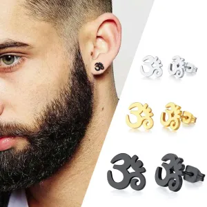 OM SYMBOL AUM STUD EARRING STAINLESS STEEL YOGA AND MEDITATION UNISEX JEWELRY GIFTS FOR YOGA LOVERS