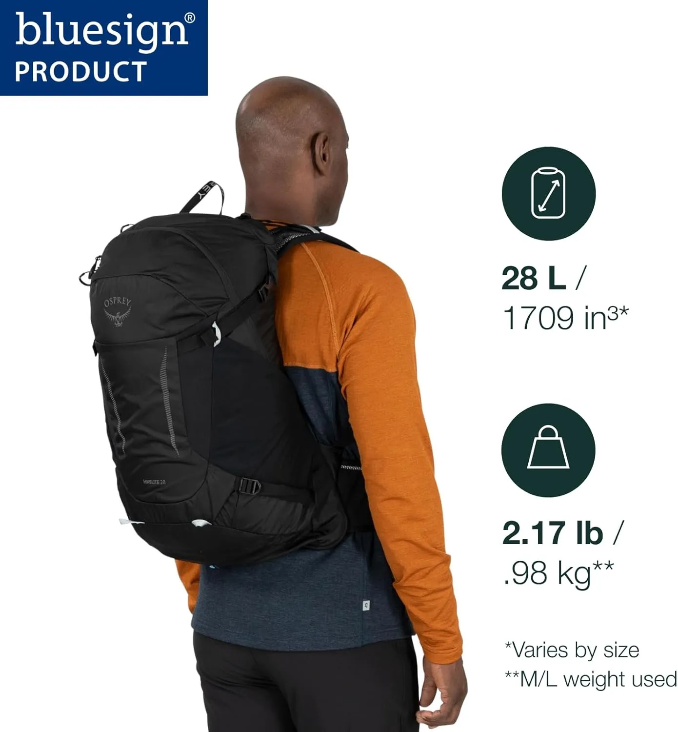 Osprey Hikelite 28L Unisex Hiking Backpack, Pine Leaf Green, M/L