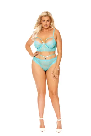Plus Size Underwire Eyelash Lace Cami Set