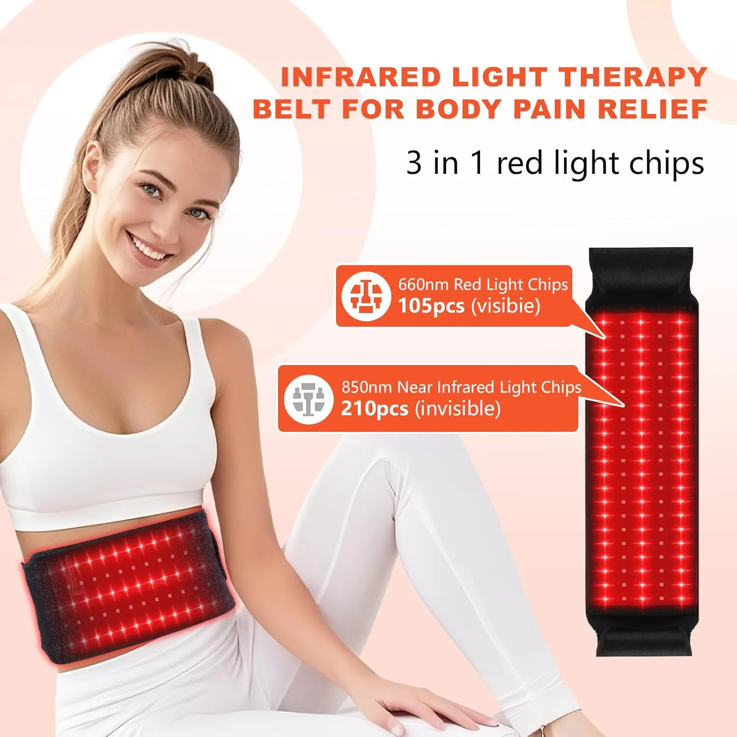 Red Light Therapy for Body,Near Infrared Light Therapy Wrap Belt for Shoulder Waist Muscle Knee Leg Pain Relief Relax,660nm&850nm LED Beads Red Light Therapy Device with Timer