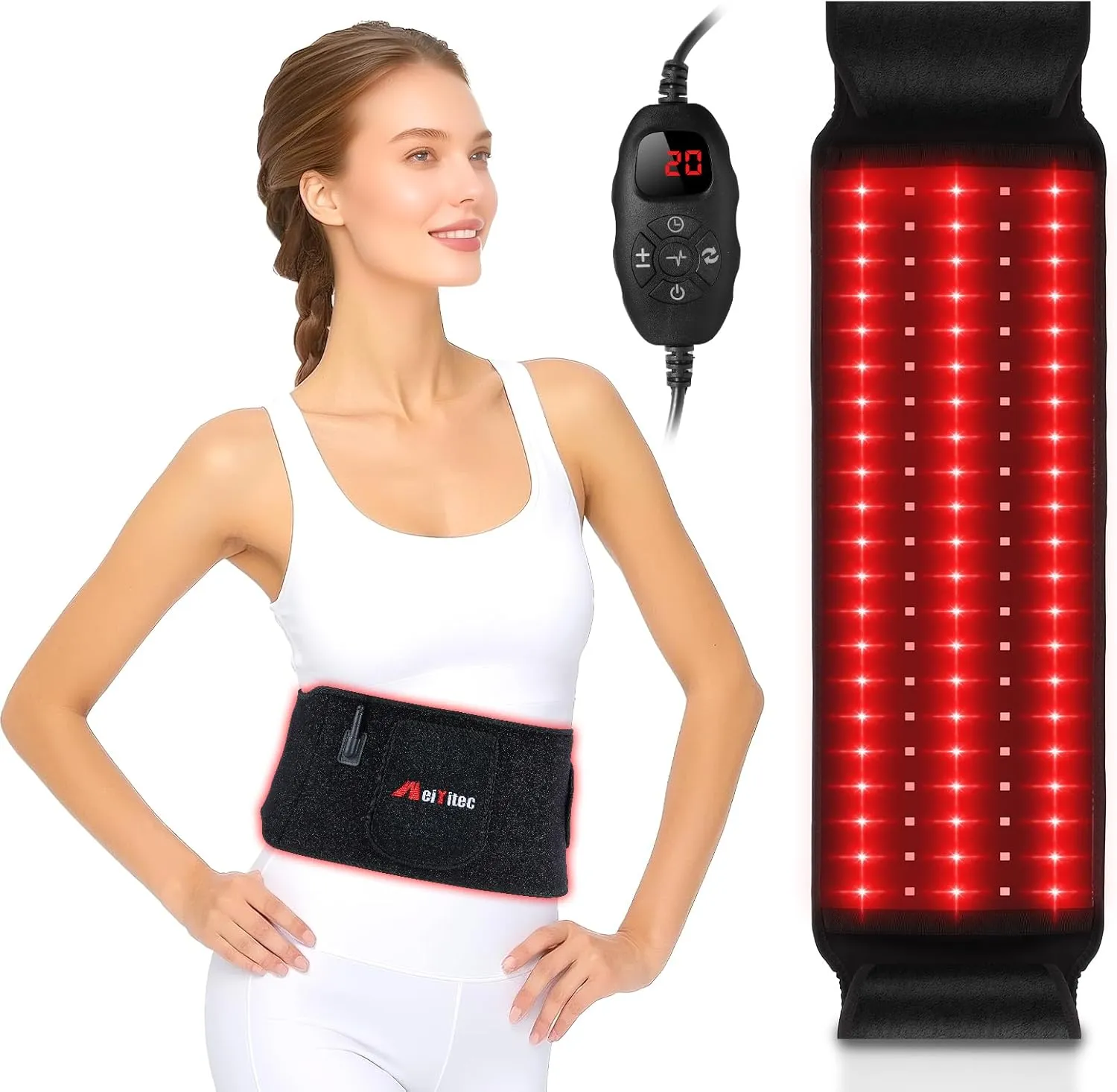 Red Light Therapy for Body,Near Infrared Light Therapy Wrap Belt for Shoulder Waist Muscle Knee Leg Pain Relief Relax,660nm&850nm LED Beads Red Light Therapy Device with Timer