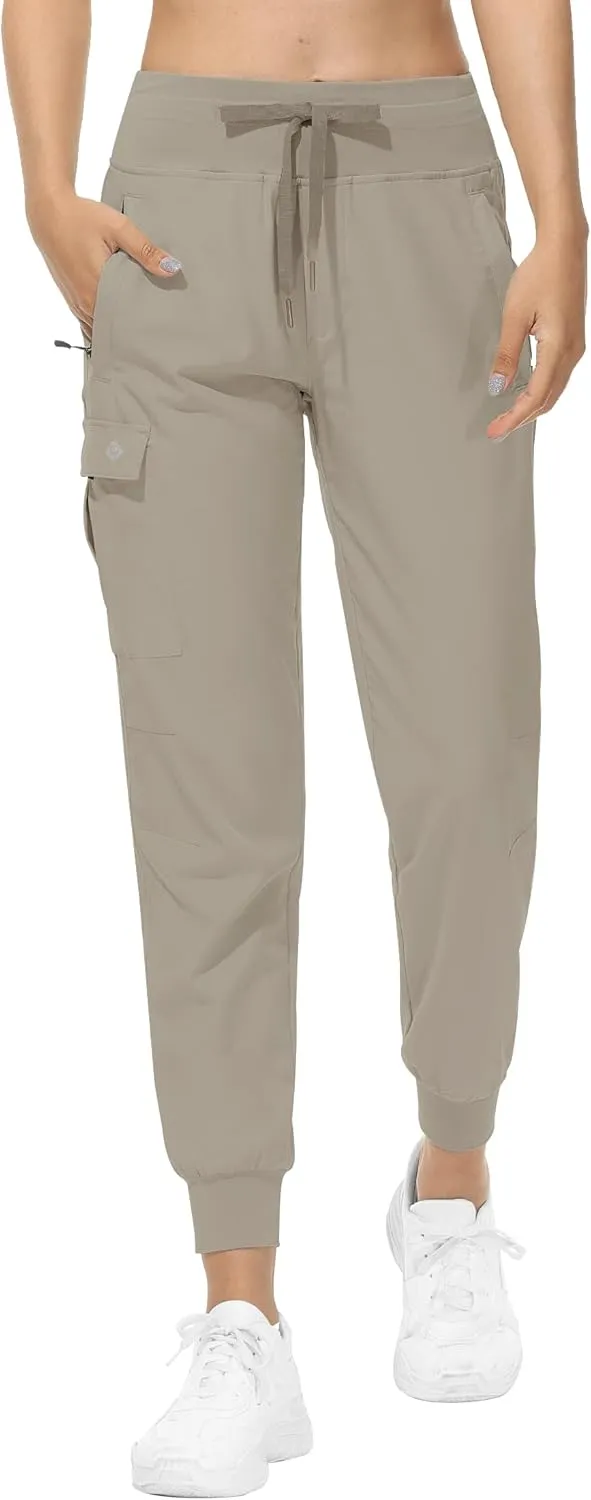 RlaGed Womens Cargo Hiking Pants Lightweight Joggers Quick Dry Water Resistant Outdoor Fishing UPF 50 Zipper Pockets