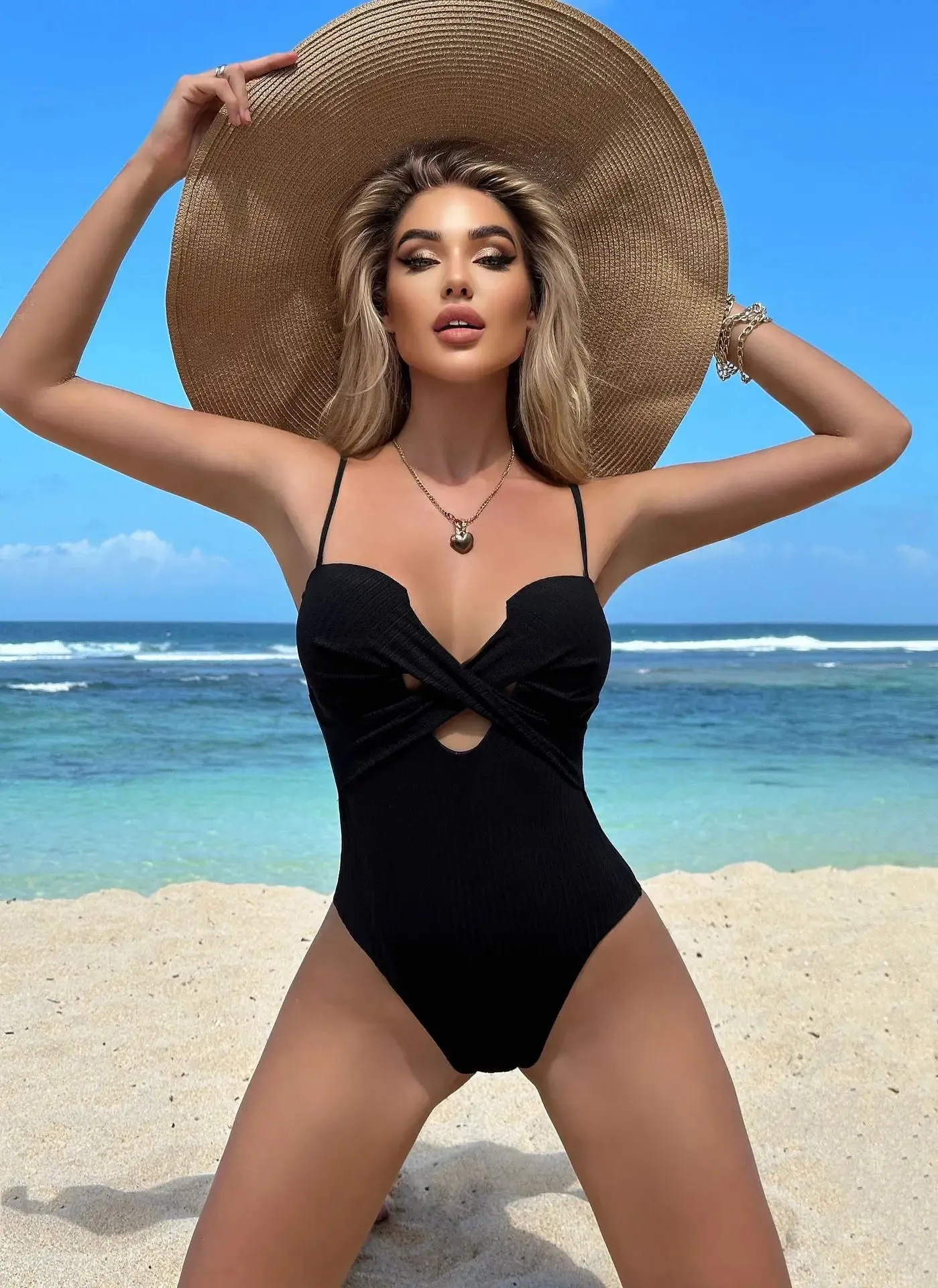 Sajiero Spider Black One piece Bikini Swimsuit