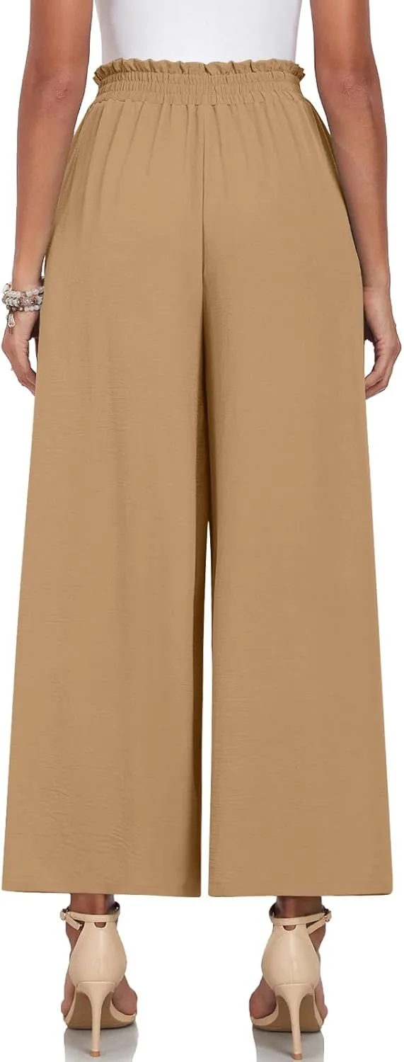 TAOHUADAO Wide Leg Pants for Women High Waisted Plus Size Palazzo Pants Casual Flowy Trousers with Pockets