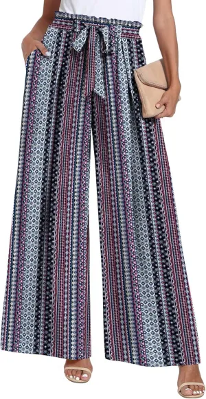 TAOHUADAO Wide Leg Pants for Women High Waisted Plus Size Palazzo Pants Casual Flowy Trousers with Pockets