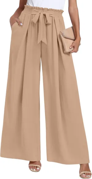 TAOHUADAO Wide Leg Pants for Women High Waisted Plus Size Palazzo Pants Casual Flowy Trousers with Pockets
